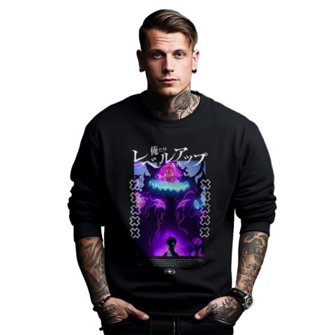 Bluza czarna męska z nadrukiem Solo Leveling Ore dake Level Up na Ken