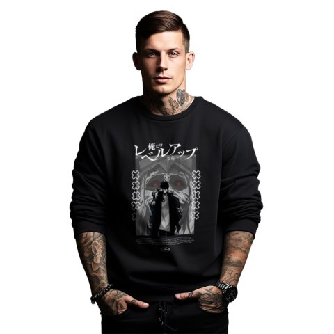 Bluza czarna męska z nadrukiem Solo Leveling Ore dake Level Up na Ken