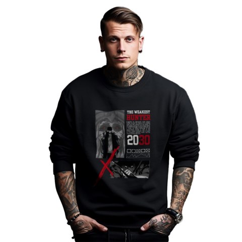 Bluza czarna męska z nadrukiem Solo Leveling Ore dake Level Up na Ken