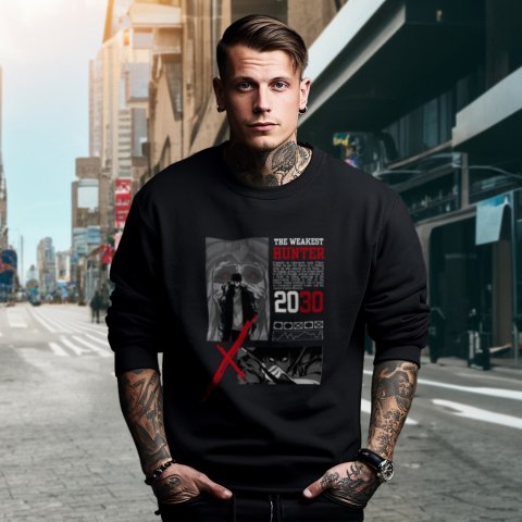 Bluza czarna męska z nadrukiem Solo Leveling Ore dake Level Up na Ken