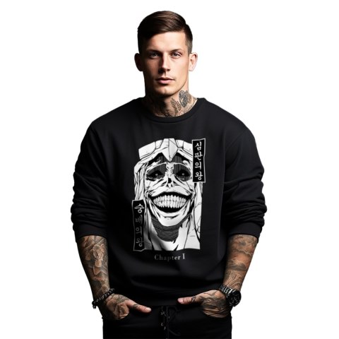 Bluza czarna męska z nadrukiem Solo Leveling Ore dake Level Up na Ken
