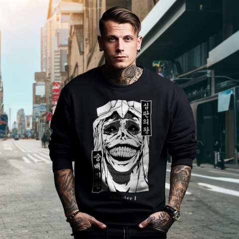 Bluza czarna męska z nadrukiem Solo Leveling Ore dake Level Up na Ken