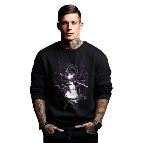 Bluza czarna męska z nadrukiem Solo Leveling Ore dake Level Up na Ken