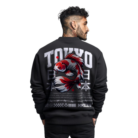 Bluza męska bez kaptura z nadrukiem na plecach "Koi Tokyo"