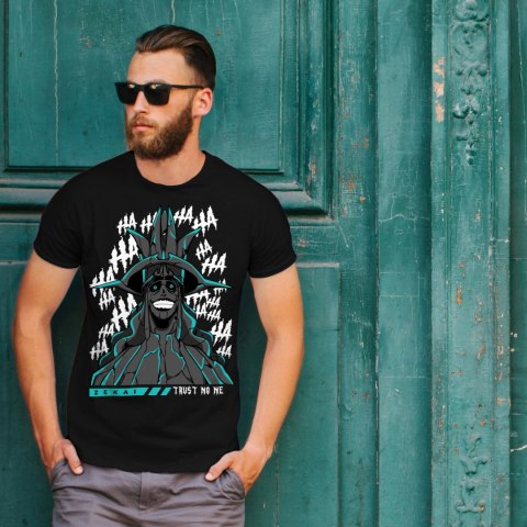 Koszulka czarna męska z nadrukiem Solo Leveling Ore dake Level Up na Ken