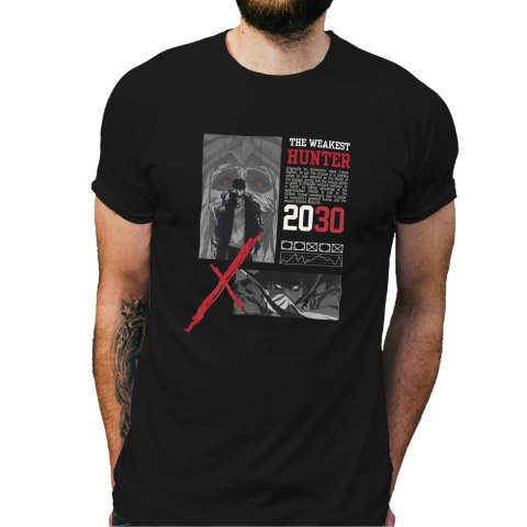 Koszulka czarna męska z nadrukiem Solo Leveling Ore dake Level Up na Ken