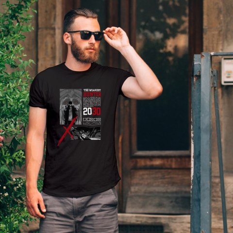 Koszulka czarna męska z nadrukiem Solo Leveling Ore dake Level Up na Ken