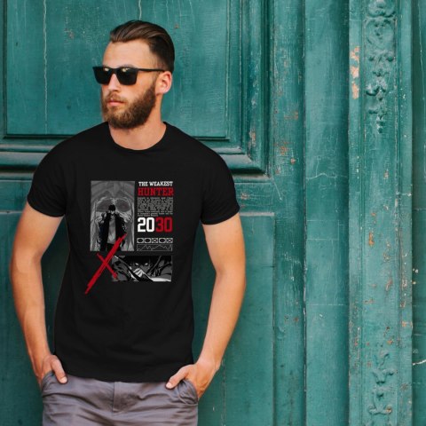 Koszulka czarna męska z nadrukiem Solo Leveling Ore dake Level Up na Ken
