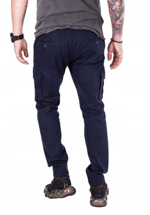 R.36 Pas 94cm granatowe bawełniane bojówki Anibal