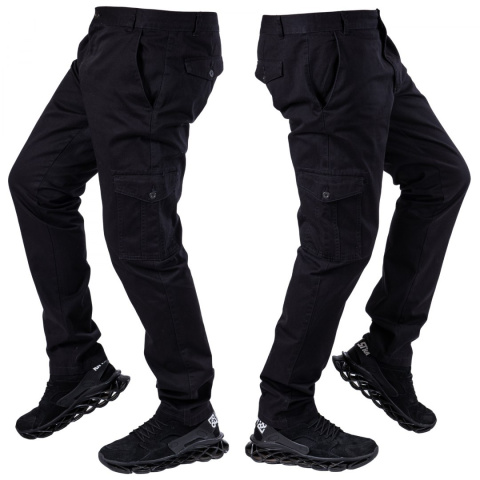 R. 34 czarne materiałowe proste bojówki Aarao