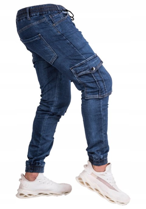 r.32 Joggery męskie JEANSOWE granatowe bojówki FIBIA